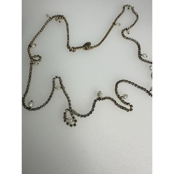 Vintage Signed Miriam Haskell 30” Necklace Pearls And Clear Crystals Gold Tone - Picture 8 of 8